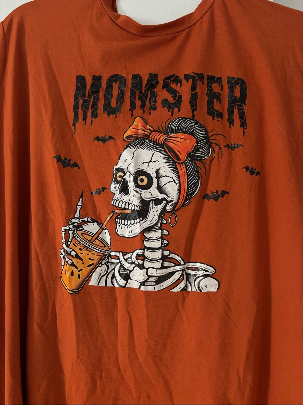 Orange 'Momster' Skeleton Graphic Tee 2X